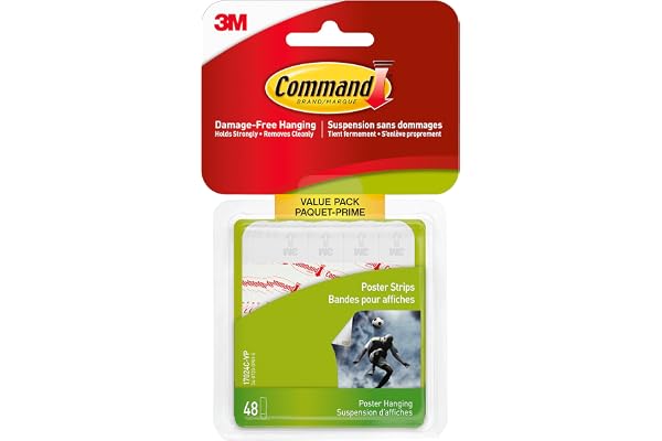 Command Poster Hanging Strips Value Pack, Small, White, 48 Strips