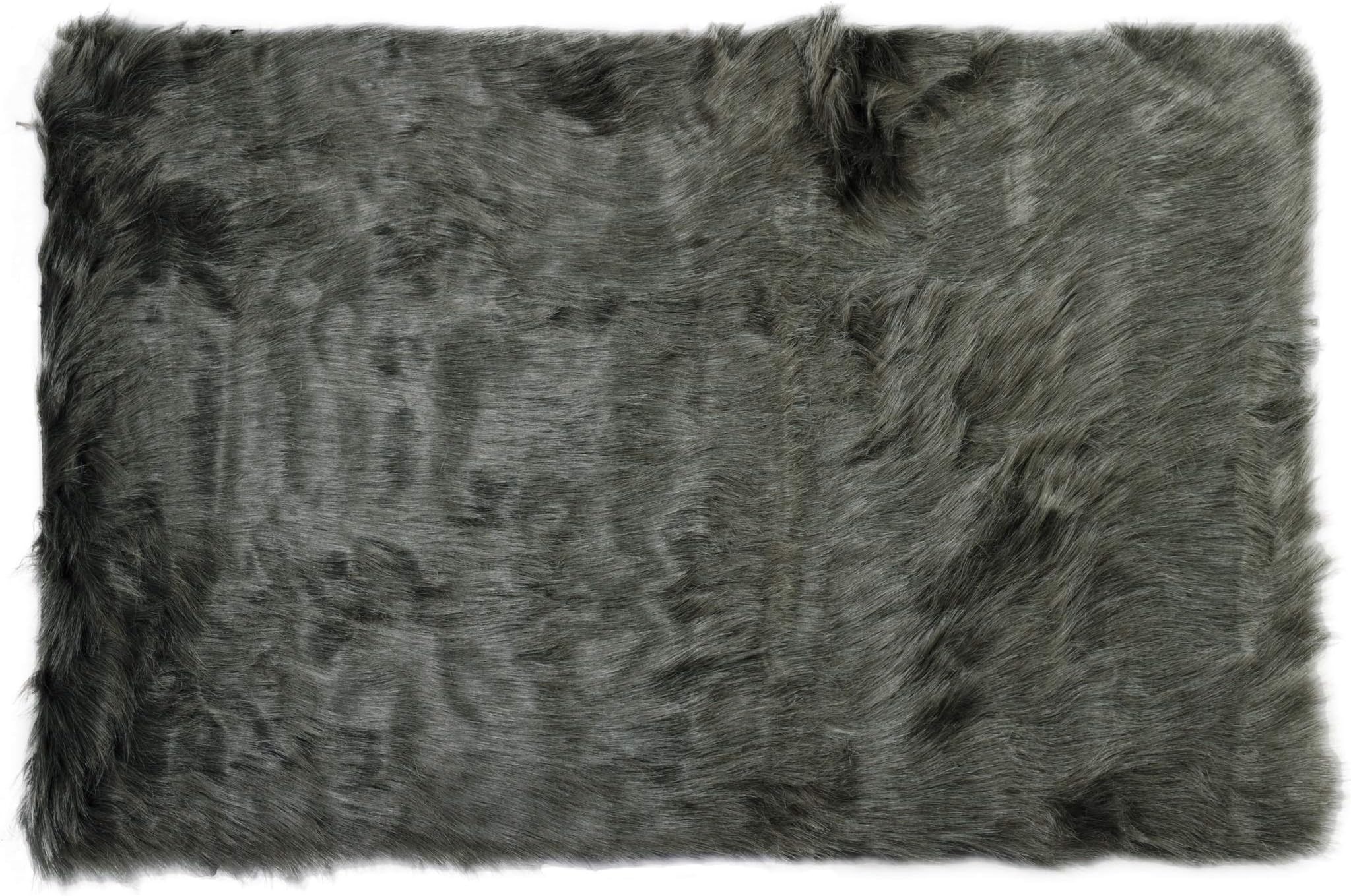Luxe Thick Lush and Soft Pile 100% Animal-Free Hudson Sheepskin Faux Fur Area Rug, Grey, 5 ft x 8 ft