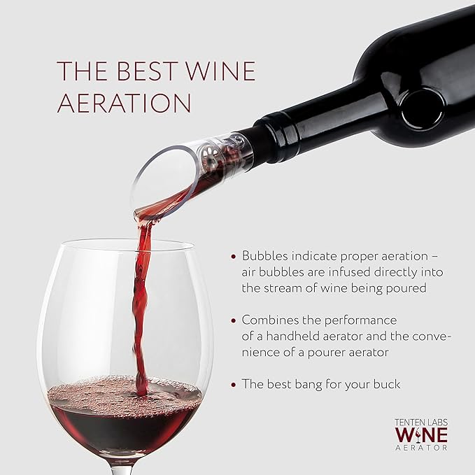 Tenten Labs Wine Aerator Pourer 2 Pack Decanter Premium Aerating Spout Gift Box Included