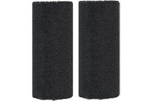 BBOLIVE 6' Inch Wrist Sweatband in 26 Different Neon Colors - Athletic Cotton Terry Cloth - Great for All Outdoor Activity(1 Pair)