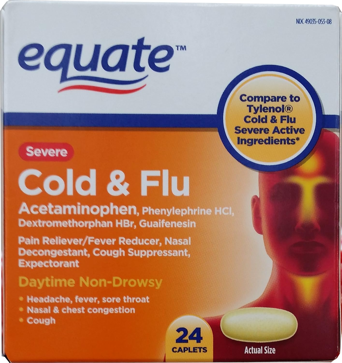 Severe Cold MultiSymptom Daytime by Equate 24ct Compare to Tylenol