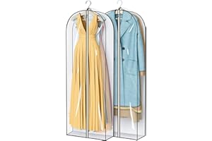 MISSLO 65" Clear Garment Bags for Hanging Clothes 4" Gusseted Dress Bags for Gowns Long Dress Cover for Closet Storage Dress Protector Bag, 2 Packs