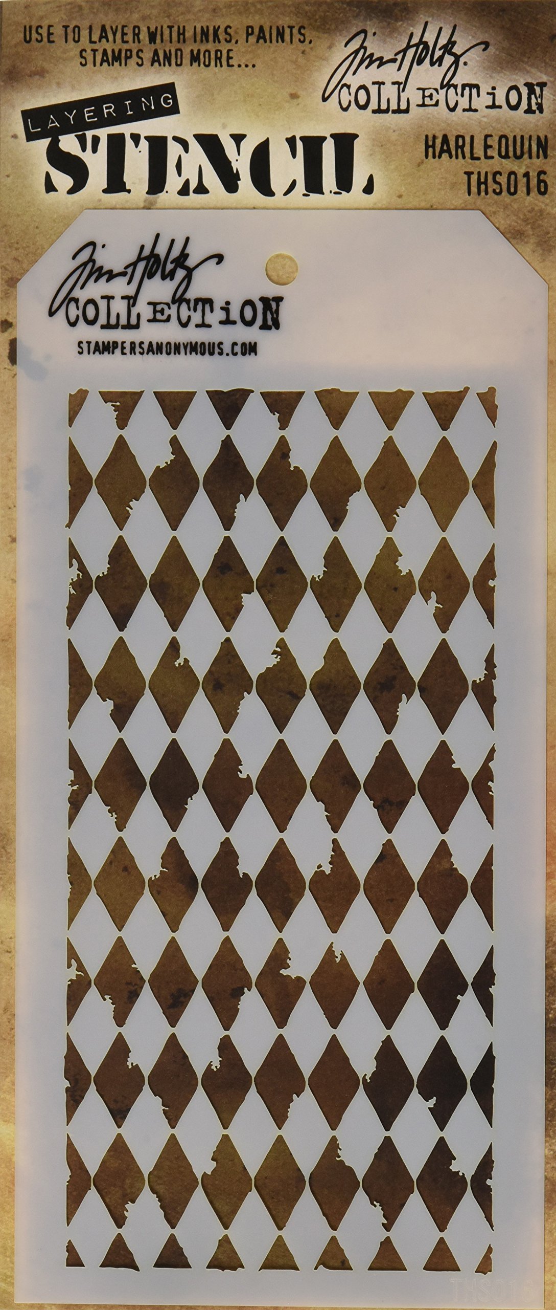 Art Gone Wild Plastic Tim Holtz Harlequin Stencil ,White,4.125"X8.5"