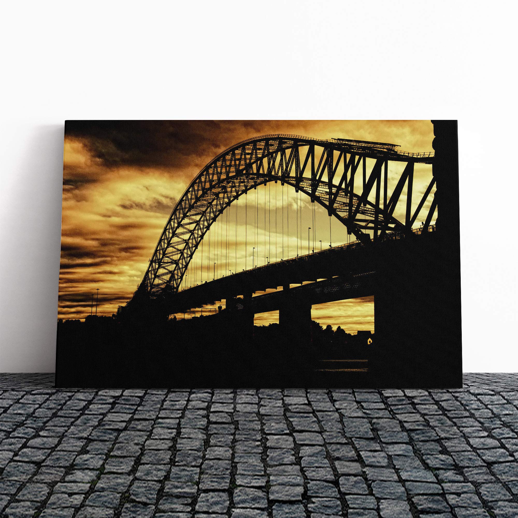 Silver Jubilee Bridge Manchester Canvas Print | Gallery Wrapped 30mm Frame Wall Art | 20x14 inches | Ready to Hang | Modern Cityscape Picture | Living Room Bedroom Lounge Office