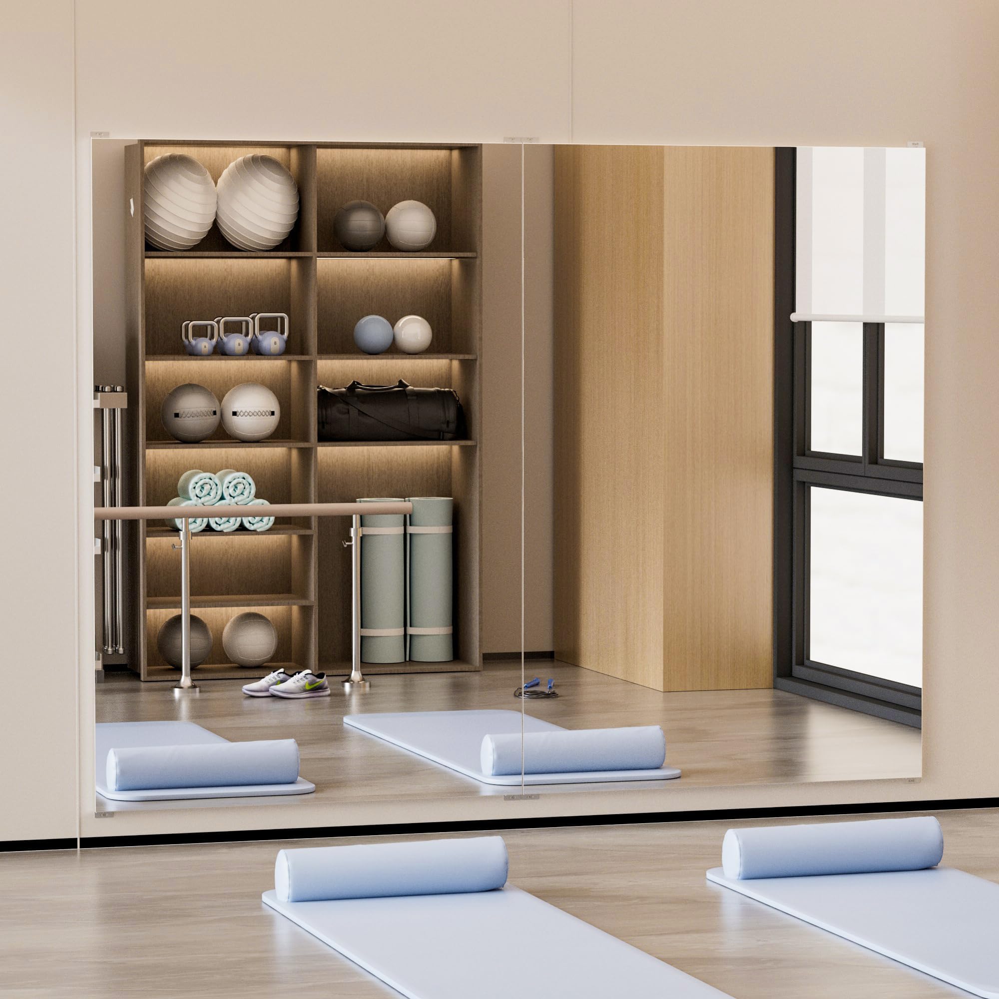 Photo 1 of HDmuxel 2PCS Full Length Wall Mirror, 71" x 47", Nano Film Surface Without Glass, shatterproof, Safe, Lightweight, only 13lbs Easy to Move and Install, for Home Gym, Dance Studio, Yoga Studio.