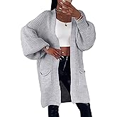 Dqbeng Womens Long Cardigan Sweaters Oversized Open Front Chunky Knit Sweater with Pockets