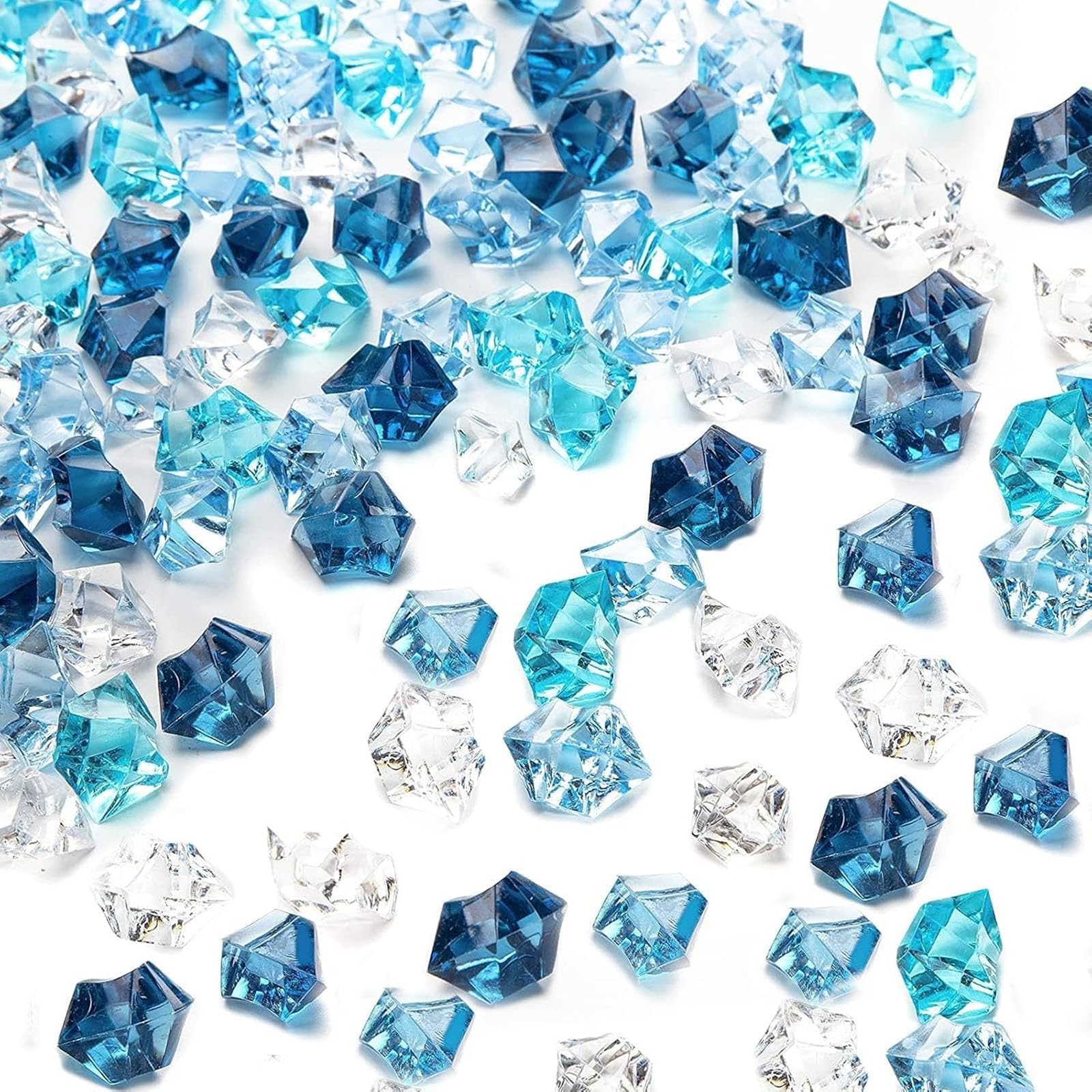 Photo 1 of *** ~50 in box, SELLING FOR PARTS, FINAL SALE***DomeStar 50PCS Mixed Blue Vase Fillers, Acrylic Fake Crushed Ice Rocks Blue Gems Crystals Plastic Diamonds for Vase Fillers Centerpiece Fish Tank Table Scatter Photography Props Display Decoration*** ~50 in 