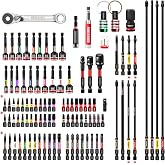 GEINXURN 104Pcs Impact Screwdriver Bits Set, 1/2/3/6/12 Inch Extra Long S2 Steel Magnetic Phillips/Security Torx/Square/Hex Driver Bits with Impact Bit Holder, Nut Driver Set &amp; Mini Wrench