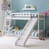 Design Elements Tuva Cabin Bed with Bunk, Slide & Play Area - White view 6