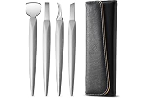 FERYES Pedicure Tool Ingrown Toenail Kit, 4 PCS Professional Pedicure Tool Kit, Top Notch Foot Tool (Leather case included)
