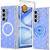 Meshine for Galaxy Z Fold 7 Case Magnetic,[Compatible with MagSafe][Hinge Protection][Built-in Screen Protector],Shockproof Women Girls Hard Case for Samsung Galaxy Z Fold 7(2025),Glitter Clear