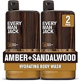Every Man Jack Amber+Sandalwood Hydrating Mens Body Wash for All Skin Types-Cleanse, Nourish, and Hydrate Skin with Naturally Derived Ingredients-Paraben Free, Phthalate Free, Dye Free-24oz(Pack of 2)