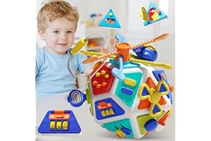 HCFJEH 22-in-1 Baby Busy Board Activity Cube Toys, Montessori Toy for 1 Year Old Kid, Educational Sensory Travel Toy for Toddler 1-3, 1st Christmas Birthday Gifts for Infant 6-12 12-18 Months Boys Girls