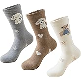 STARNAL 3 Pairs Womens Casual Calf Socks Warm Home Cozy Crew Socks Winter Sleeping Sock Size 5-10