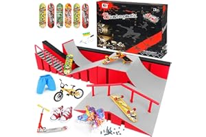 Hamino 14 in 1 Fingerboard Skate Park Ramp Kit, Finger Skateboards Toys with Scooter Bike Skate Canvas Shoes Finger Shorts, Mini Fingerskateboards Training Props Interactive Skate Game for Kids Adults