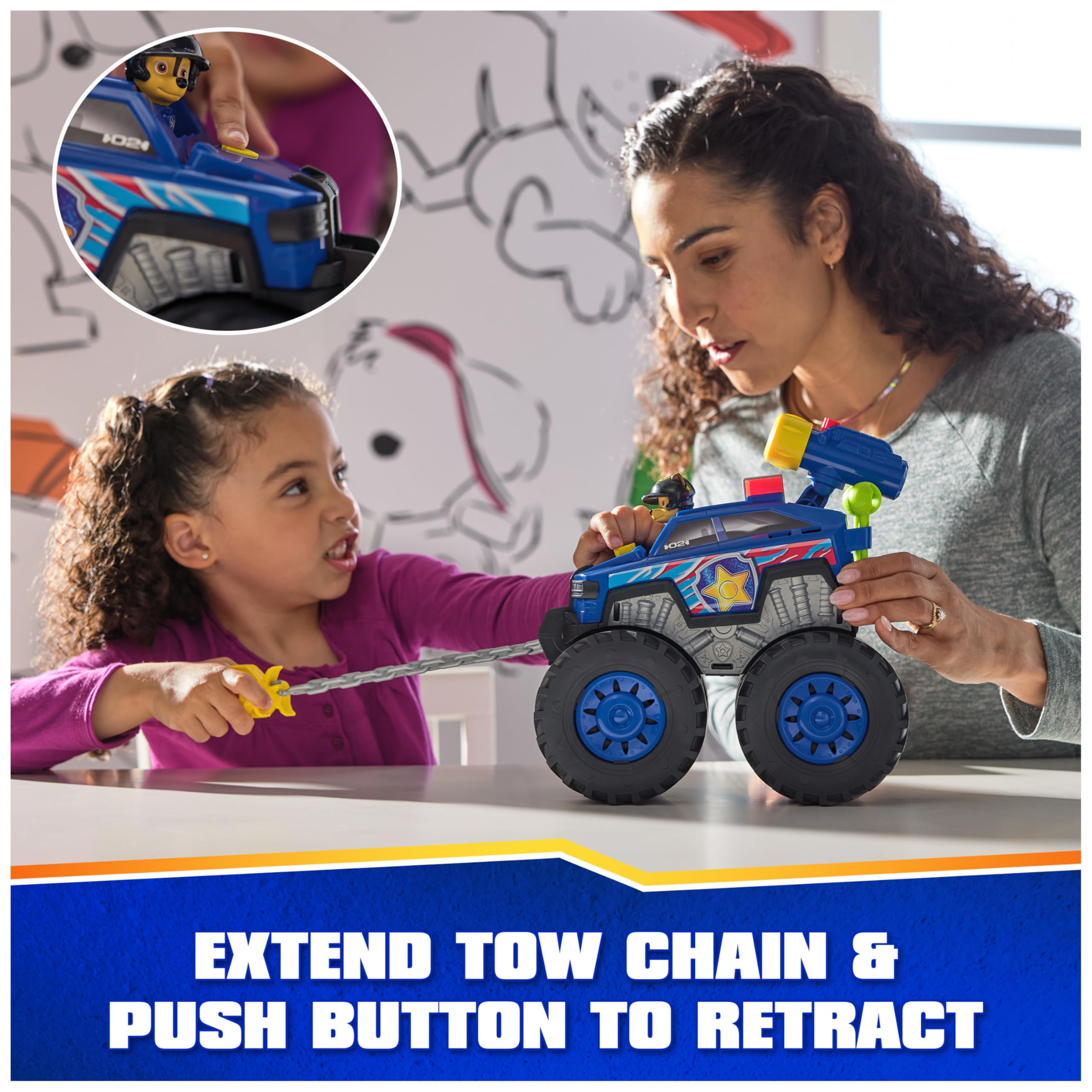 Paw Patrol: Rescue Wheels Chase’s Power Haulin’ Cruiser, Toy Truck with Launcher, Motorized Winch, Lights & Sounds, Kids Toys for Boys & Girls Ages 3+