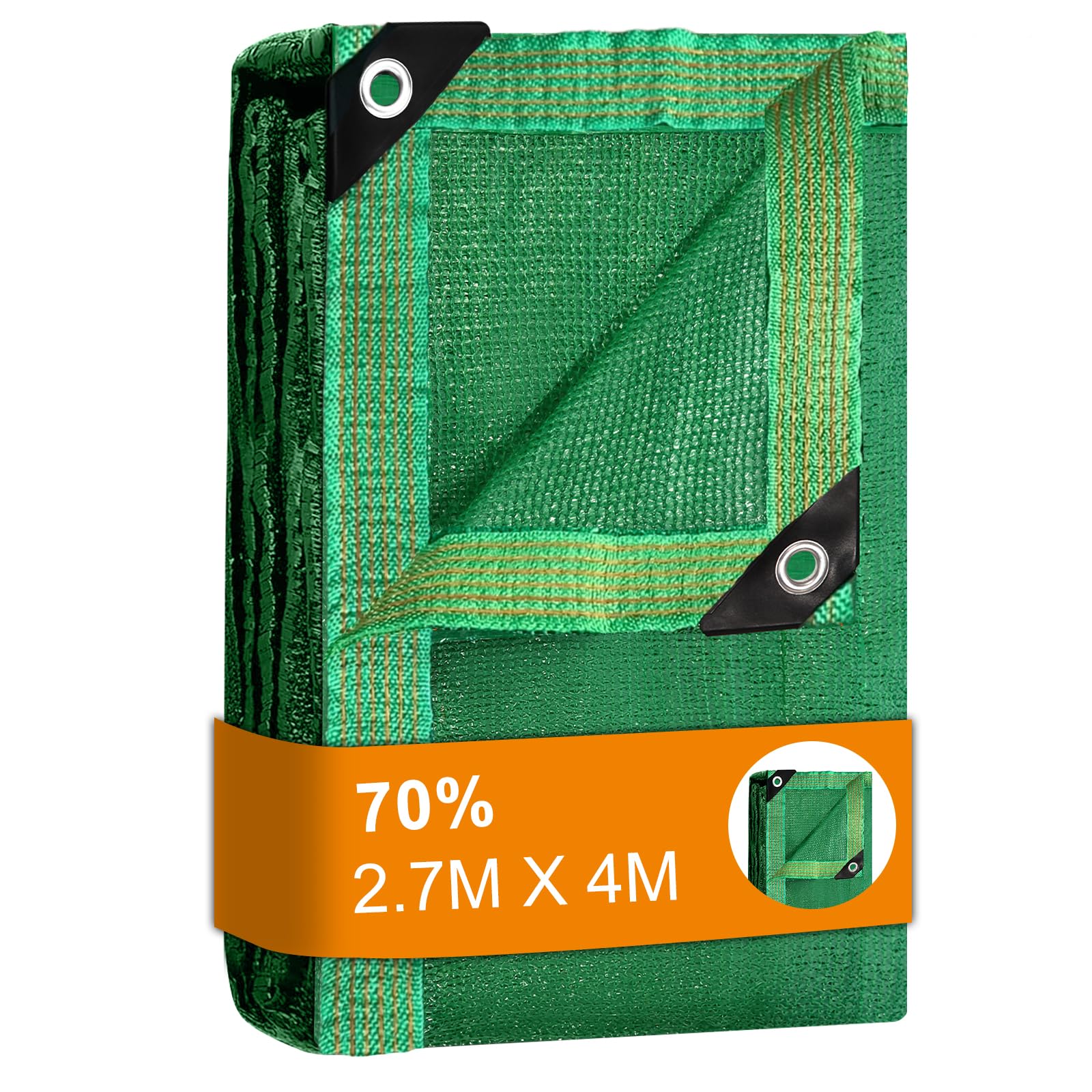 BeGrit Greenhouse Shading Net with Grommets Pergola Shading Netting 70% Shading Rate UV Resistant Sunblock Shade Cloth Greenhouse Shading Blinds for Garden Flower Plant Green (2.7m X 4m)