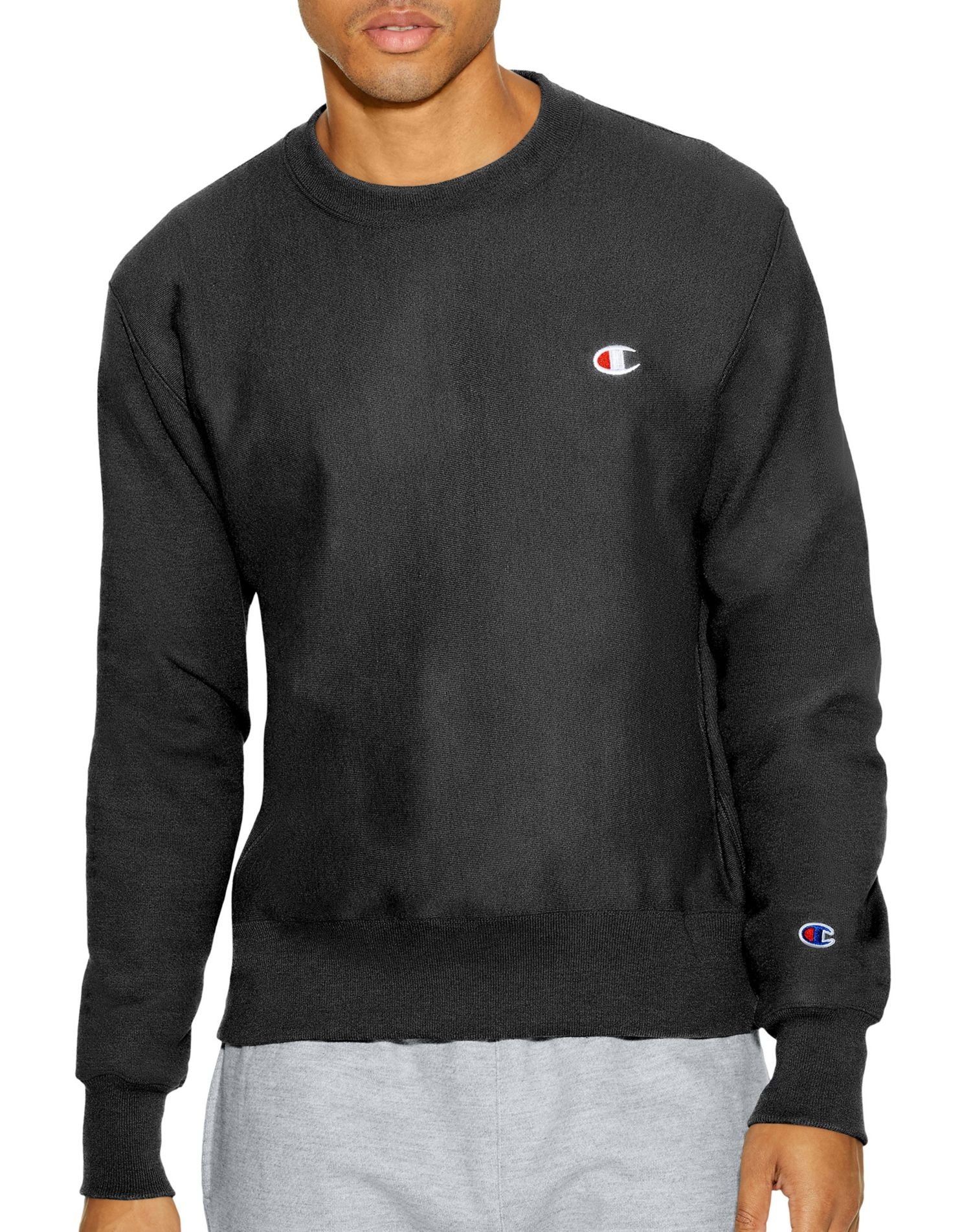 Champion Men’s Reverse Weave Sweatshirt, Black 1, Medium