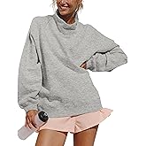 Eutten Womens Oversized Mockneck Sweatshirts Long Sleeve Turtleneck Pullover Casual Fall Drop Shoulder Hoodies Tops