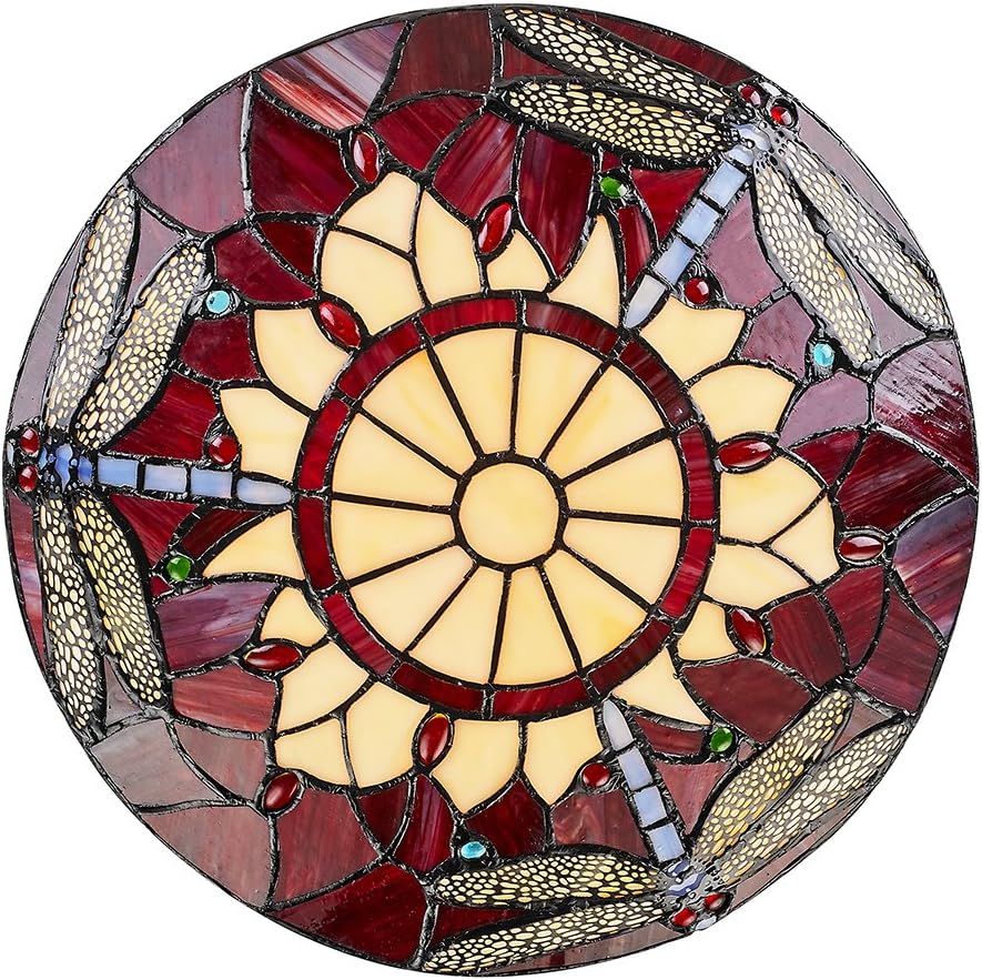 Traditional Red Dragonfly Tiffany Glass Easy Fit Pendant Shade by Happy Homewares - Image 3
