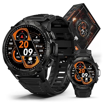 CARBINOX Blaze Smart Watch with GPS – Rugged Fitness Trackers, IP69K Waterproof, 170+ Sports Modes, Gorilla Glass, Make/Receive Calls, Android & iOS Compatible
