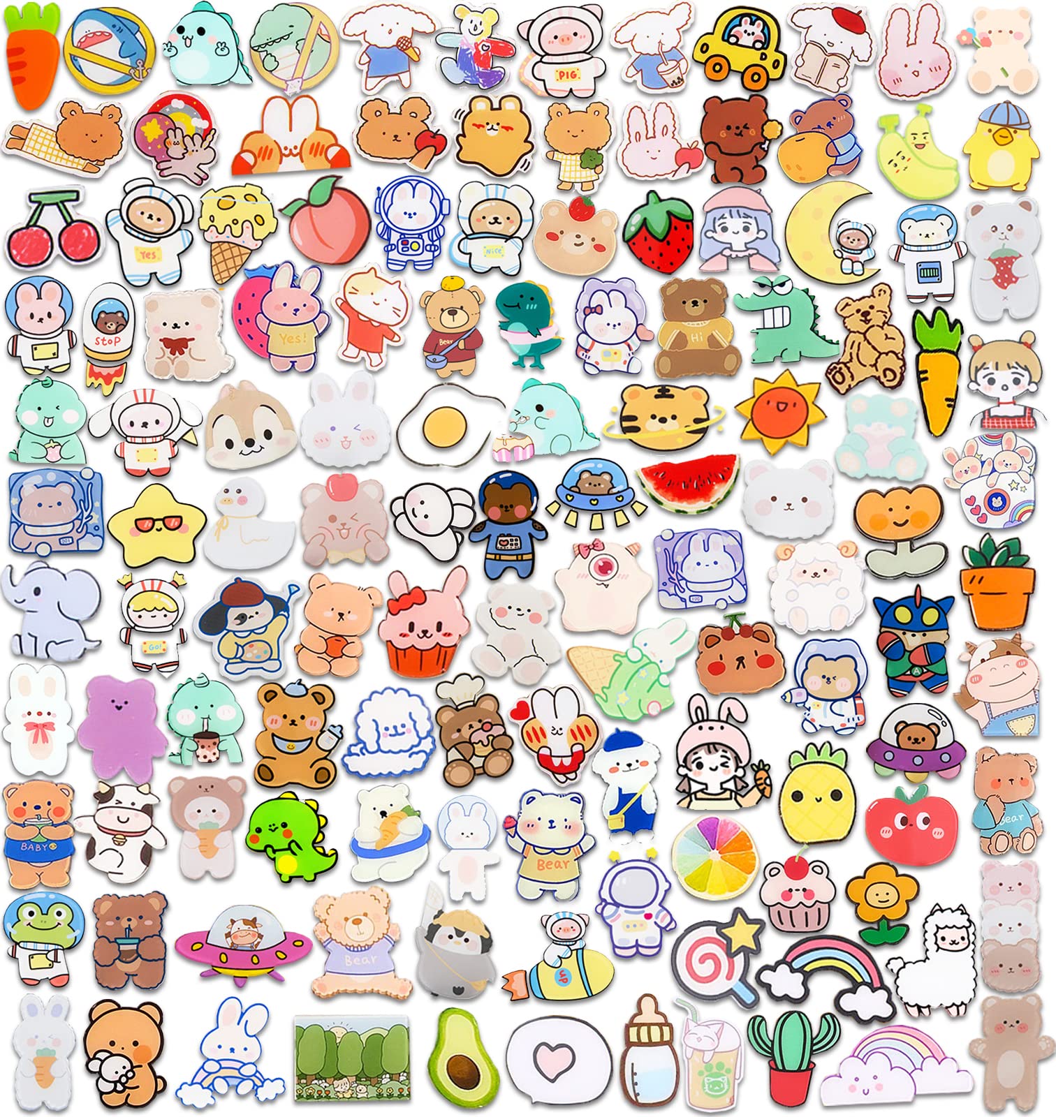 JOYEONDEF 60/102 Pcs Acrylic Brooch Pins, Cute Backpack Pins, Backpack Beauty Pins for Bags, Hoodies, Hats, Coats Kawaii Accessories, Gifts for Girls Random Mixed Packaging
