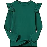 Beganly Girls Long Sleeve T-Shirt Cotton Rib-Knit Tees Toddler Stretch Basic Warm Round Neck Tops