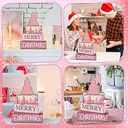 Lineshading 4 Pcs Christmas Table Decoration Wooden