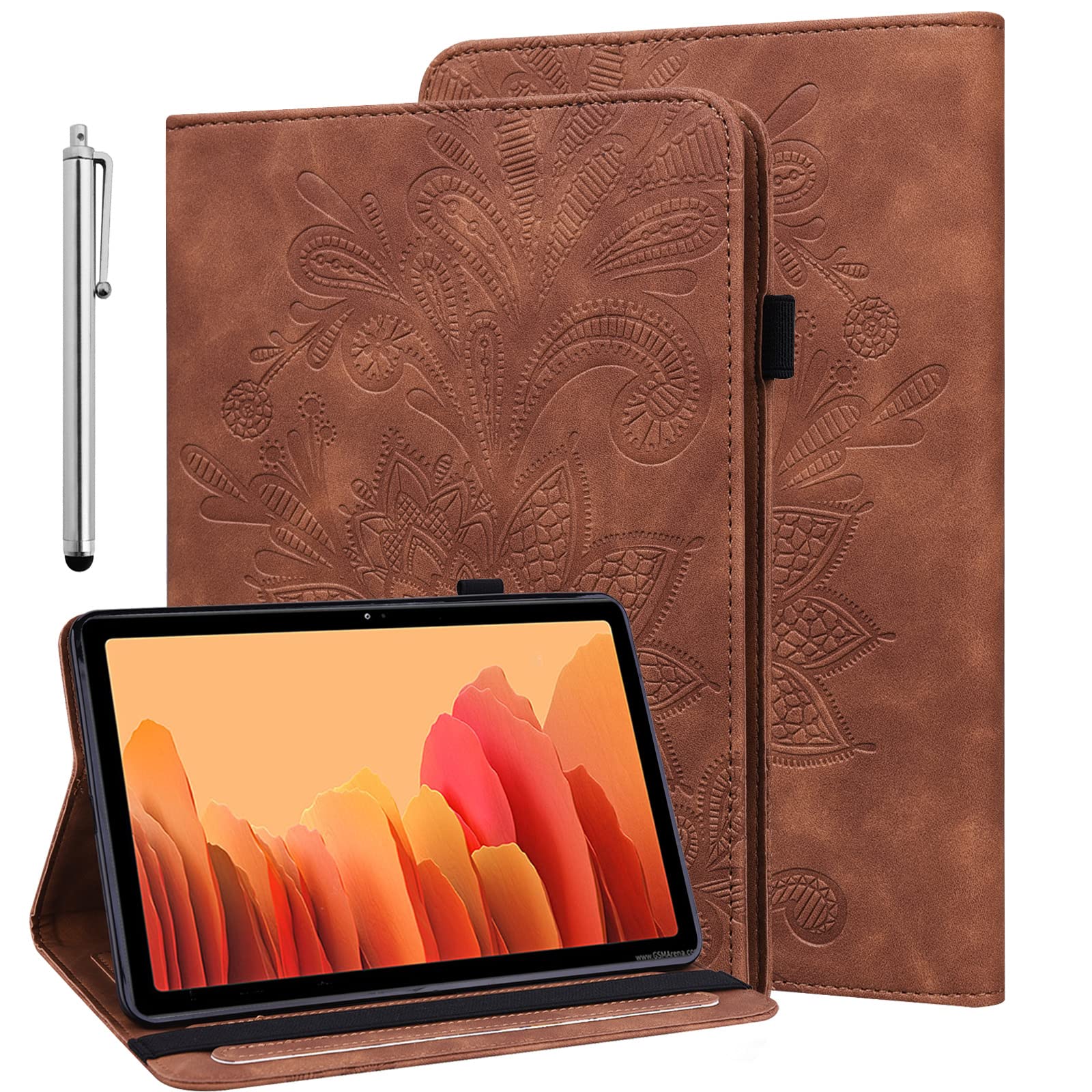 GLANDOTU Case for Lenovo Tab M10 Plus 3rd Gen 10.6 inch 2022, Lightweight Folio Flip PU Leather Cover, Fold Stand Function for Lenovo M10 Plus 3rd Gen Tablet Case (with Stylus pen)【Brown】