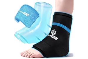ComfiTECH Dual-Gel Ankle Ice Pack Wrap with Extended 30-Minute Cooling, Detachable Ice Pack & Flexible Reusable Gel Ice Sleev