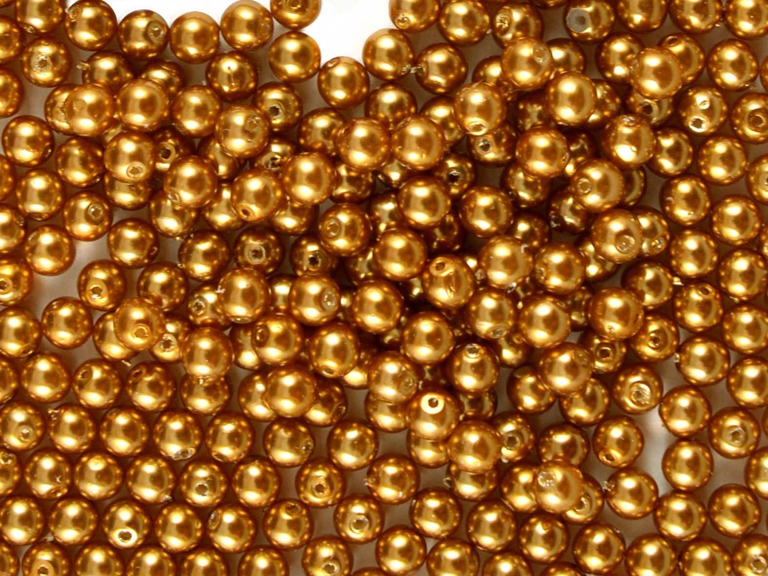100pcs Czech Beads with a pearl coating ESTRELA Round 4mm Bronze Pearl