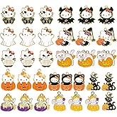 Westingmanual Halloween Cat Charms for Jewelry Making and Crafting - Enamel Pumpkin Charms for Bracelets Earrings Necklaces Keychains DIY Crafts (33Pcs Halloween Cat)