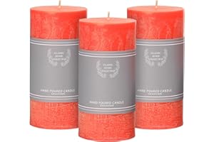 SUPREME LIGHTS ·2017· 3x6 Inch Orange Pillar Candles Set of 3, Fall Candles, Thanksgiving Candle are Used for Autumn Decor, Unscented Orange Pillar Candle Dripless and Long Burn Time for Wedding, Halloween