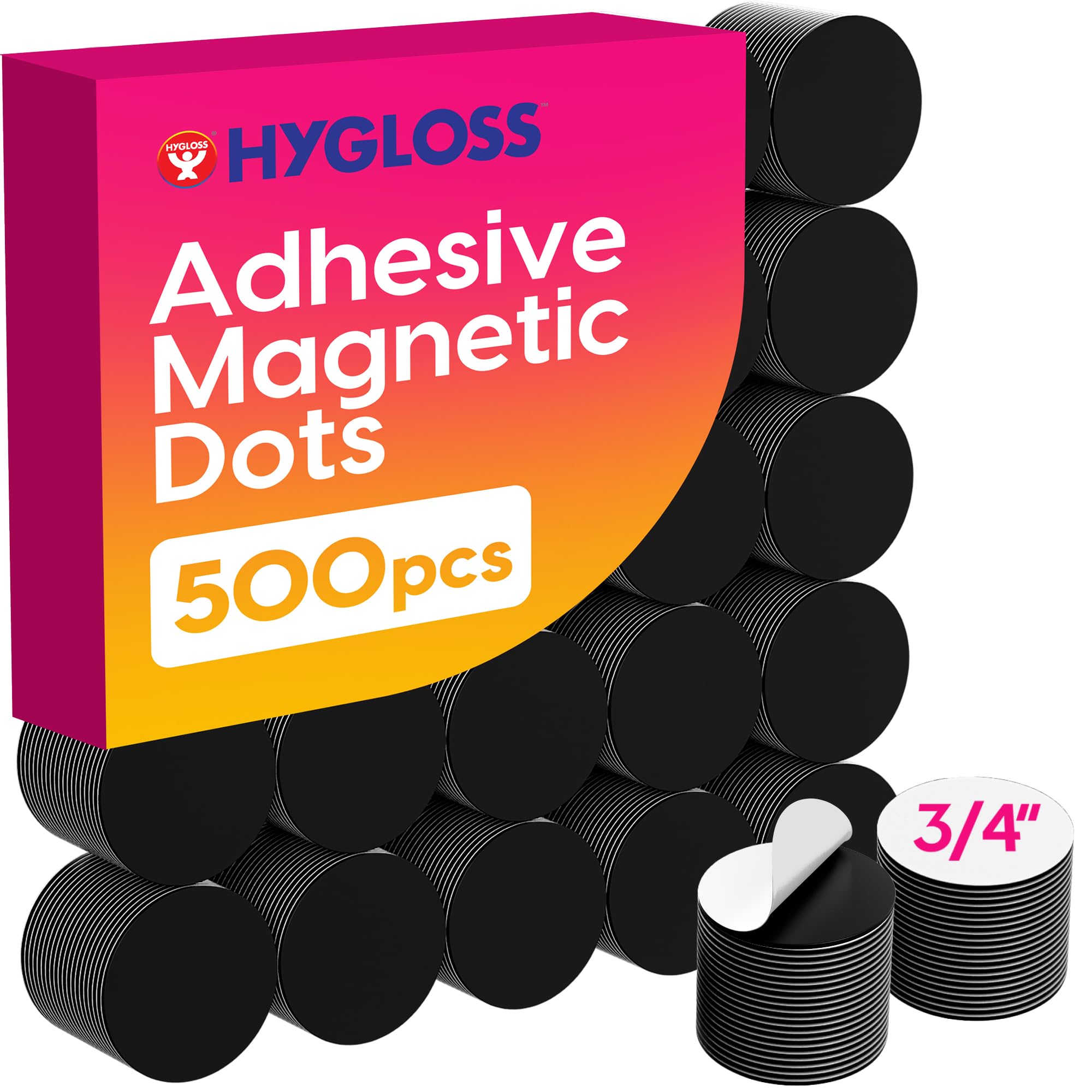 Photo 1 of Hygloss 500 Pcs Magnetic Dots with Adhesive Backing – 3/4-Inch Round Sticky Magnet Dots – Small Magnets for Crafts – Thin Flat Circle Magnetic Stickers for Fridge, Classroom, Whiteboard, Pictures