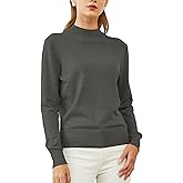 Woolicity Womens Mock Neck Sweater Long Sleeve Knit Pullover Tops Casual Lightweight Jumper Loose Pullover Tops