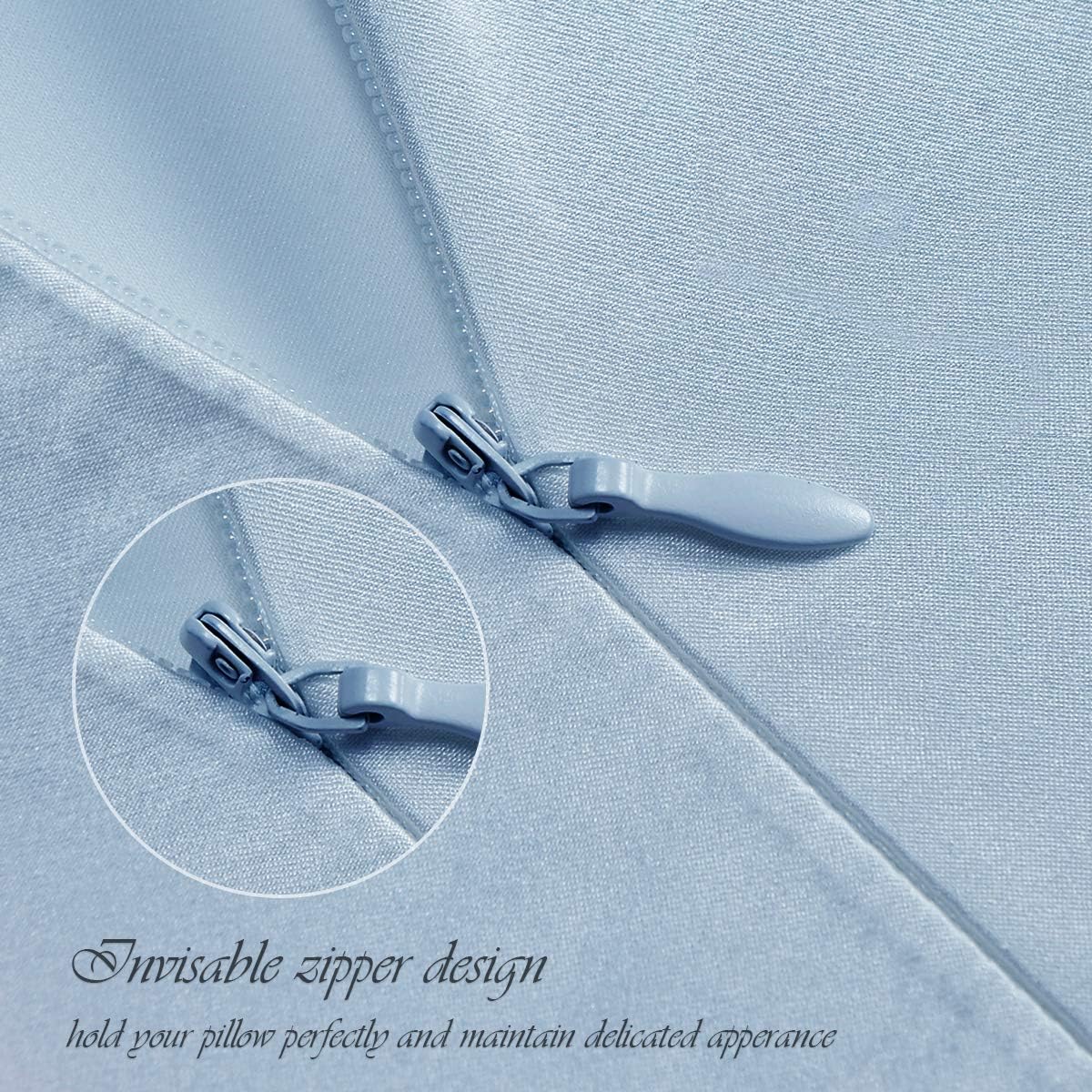 Asmork 100% Mulberry Silk Pillowcase for Hair and Skin, Both Side 22mm Natural Silk Pillowcase Cover, Hidden Zipper, Comfortable & Luxury, 1PC (Light Blue, Standard 20''×26''): Kitchen & Dining
