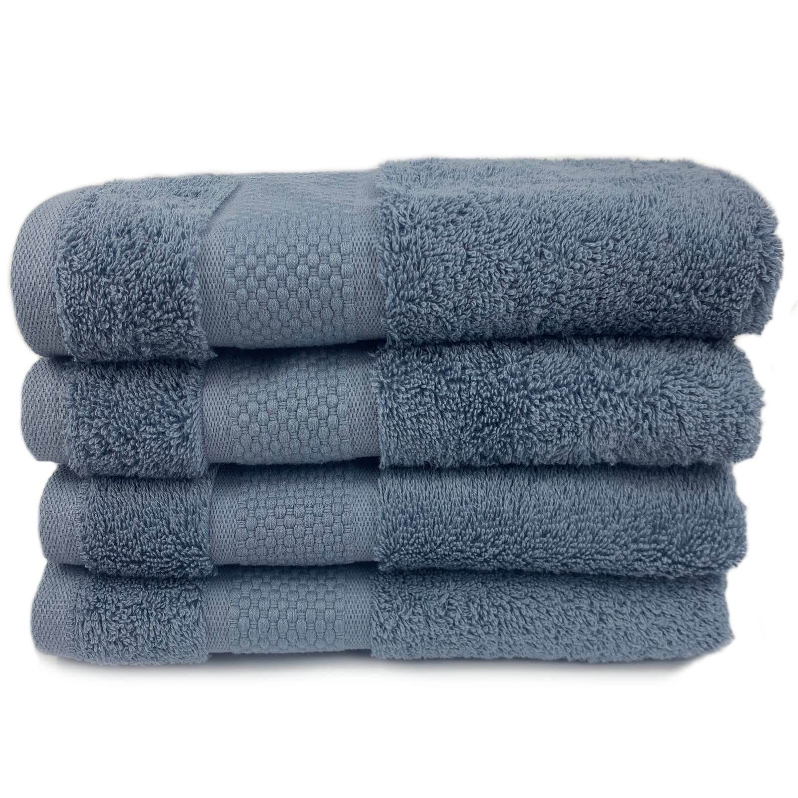 Sue Rossi Organic Turkish Cotton Guest Towels Set Of 4, Kitchen Or Bathroom Pack, Size 30cm x 50cm, Soft, Fluffy & Absorbent 600gsm Towel (Pacific Blue, 4)