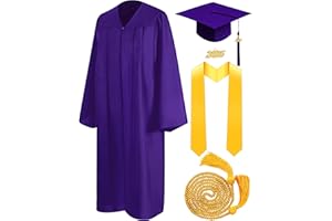 Mukum Graduation Cap and Gown 2025 Set with Tassel Honor Cord Graduation Stoles for High School College Bachelor