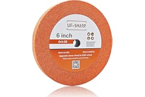 UF-SHARP 6 inch Bench Grinder Wheels, 1" Wide, 1/2" Arbor, 60 Grit Aluminum Oxide Grinding Wheel for HSS and Carbon Steel Tools (60 Grit)