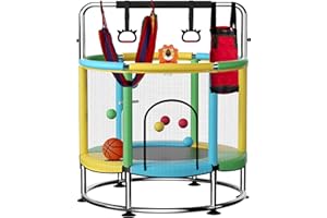TOWIGIC Trampoline for Kids with Anti-Rollover Round Bottom and Swing,55" Toddler Mini Trampoline for Kids Up to 440 Ibs,Gifts for Ages 3 Years and UP Indoor or Outdoor Play