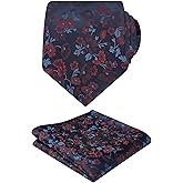 Alizeal Mens 3.15inches Flower Patterned Tie with Floral Printed Pocket Square