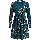winkbay Women's Floral Long Sleeve Dress Vintage Mock Neck A Line Flowy Elegant Casual Dresses