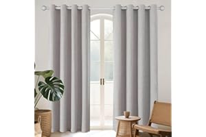 Joydeco 100% Blackout Curtains for Bedroom 84 Inch Long, Linen Black Out Curtains 2 Panels Set With Grommet for Living Room Window, Thermal Insulated Full Light Blocking Drapes Privacy Protection,52"W
