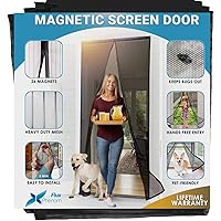 Flux Phenom Reinforced Magnetic Screen Door - Fits Doors up to 38 x 82 Inches - Bug, Fly, and Mosquito Net for Doors…