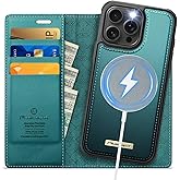 PlusnapX Wallet Case for iPhone 14 Pro Compatible with Magsafe, 2-in-1 PU Leather Flip RFID Blocking Card Holder Stand Shockproof Magnetic Detachable Cover for iPhone 14 Pro Case 6.1", Bluegreen