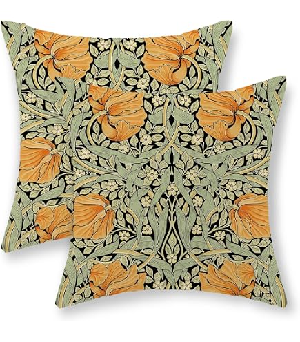 WEINIYA 20x20" Cotton Linen Throw Pillow Cover - William Morris Vintage Floral Print - View #4