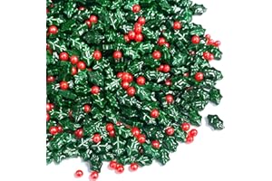Sentovac Holly Berry Sprinkles Christmas Red and Green Holiday Sprinkles Edible for Cake Decorating Cookie Cupcake Topper Baking Decorations Halloween Christmas Supplies