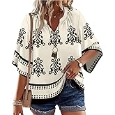 WIHOLL Womens Tops Dressy Casual Summer Spring V Neck Work Tops Boho Maternity Blouses Cruise Flowy Shirts Tunic 2026 Clothes Floral Apricot M
