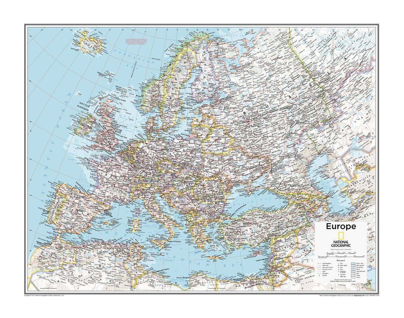 National Geographic: Europe Political Wall Map - 28 x 22 inches - Laminated