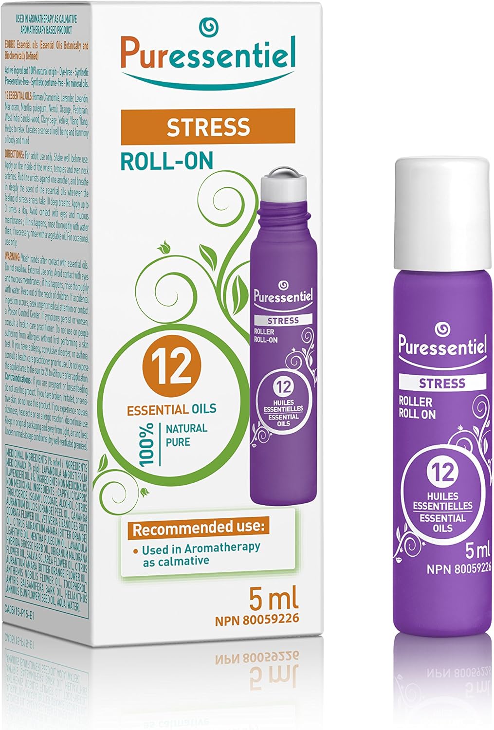 Puressentiel Stress RollOn with 12 Essential Oils Used as calmative 100 pure and from